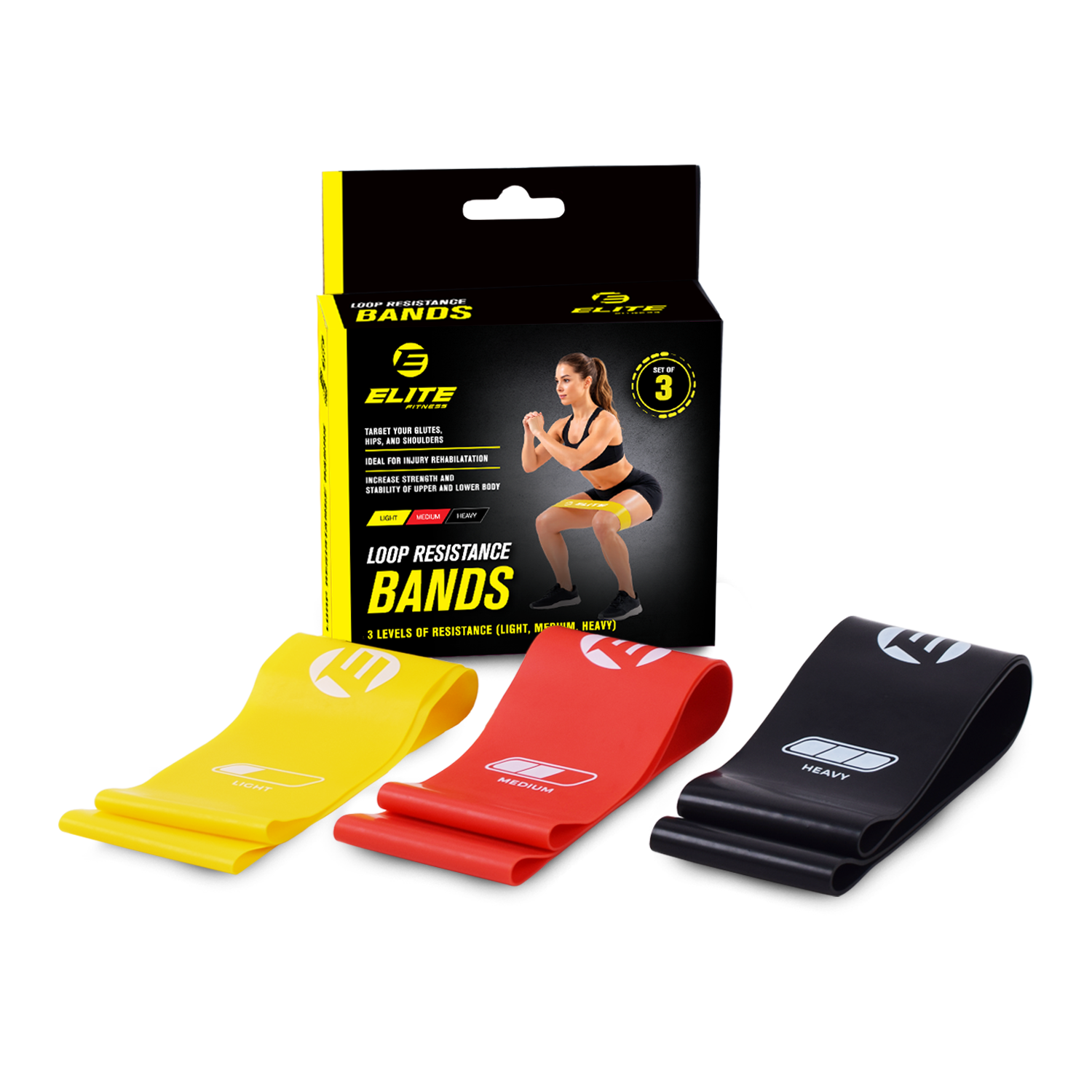 Elite Loop Resistance Bands Set of 3 Light | Medium | Heavy