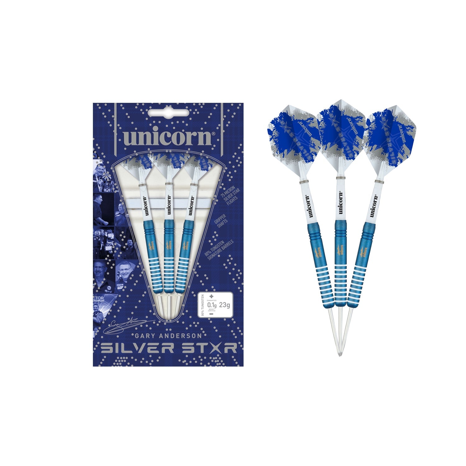 Unicorn Gary Anderson Blue Silverstar Dart Set