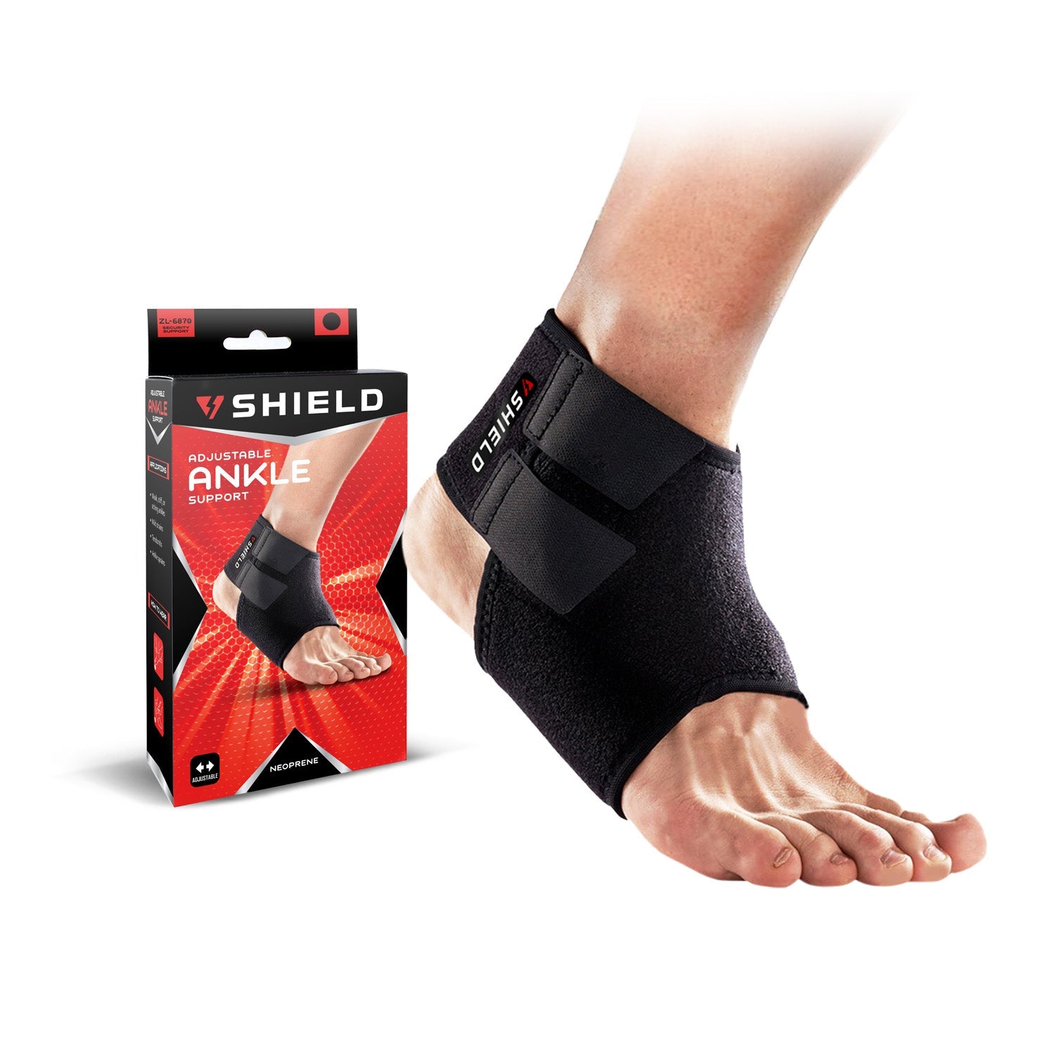Shield ZL6870 Neoprene Adjustable Ankle Support - Pair