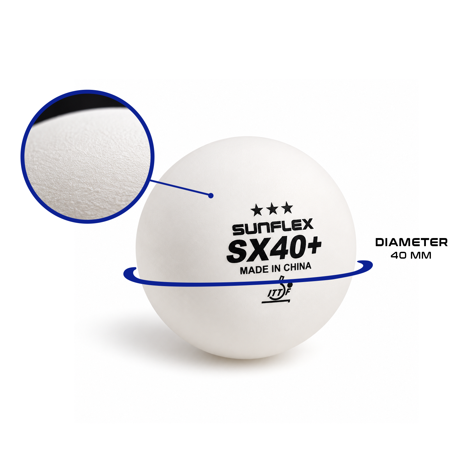 Sunflex SX40+ 3 Star Non-Celluloid Table Tennis Balls 3pcs/box