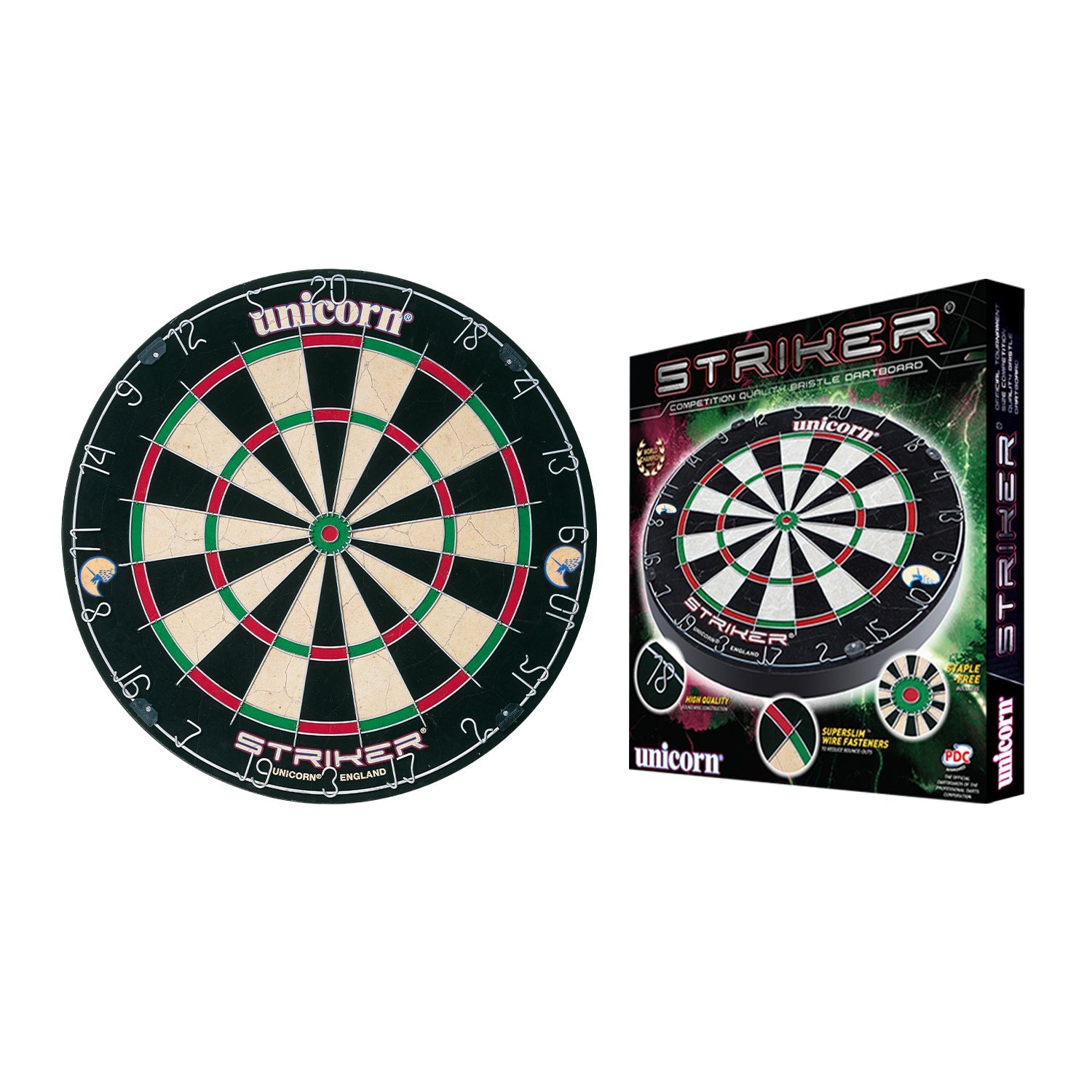 Unicorn Striker Bristle Dartboard with Dart Set