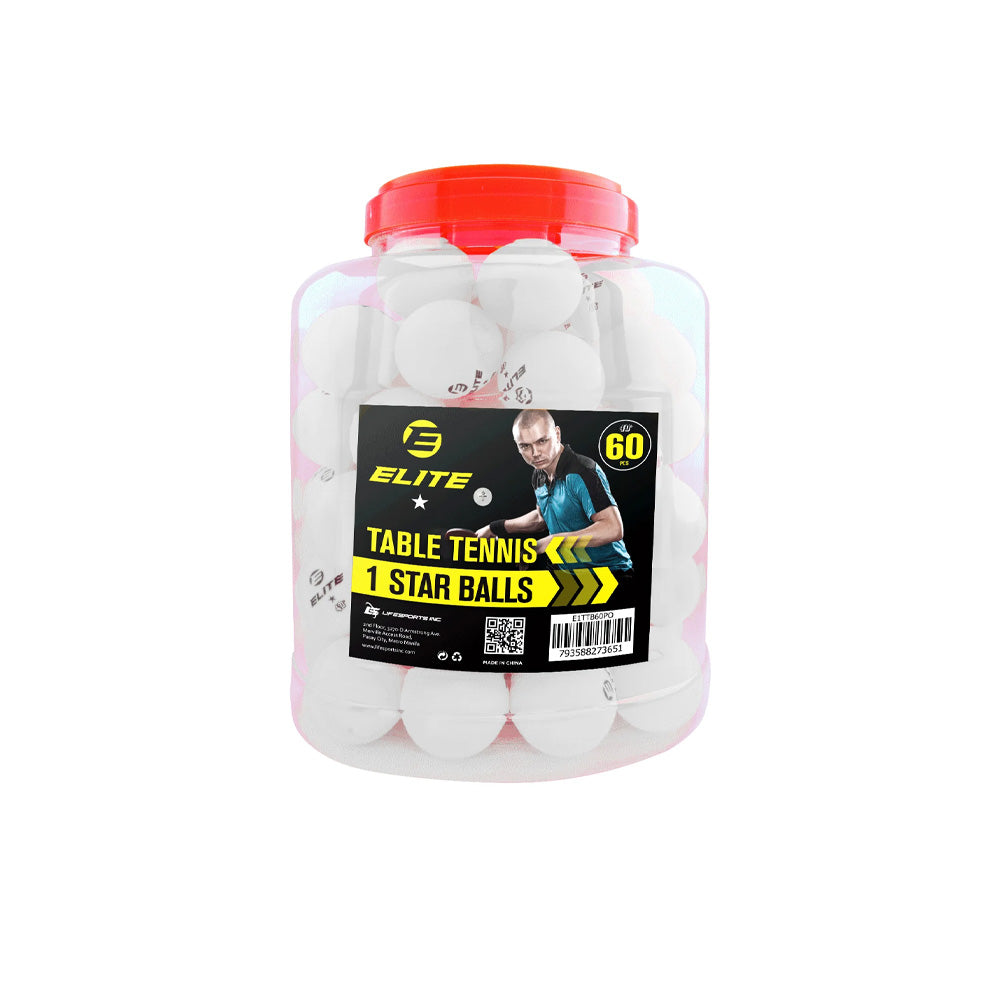 Elite 1 Star 40+ Table Tennis Balls 60 Pieces