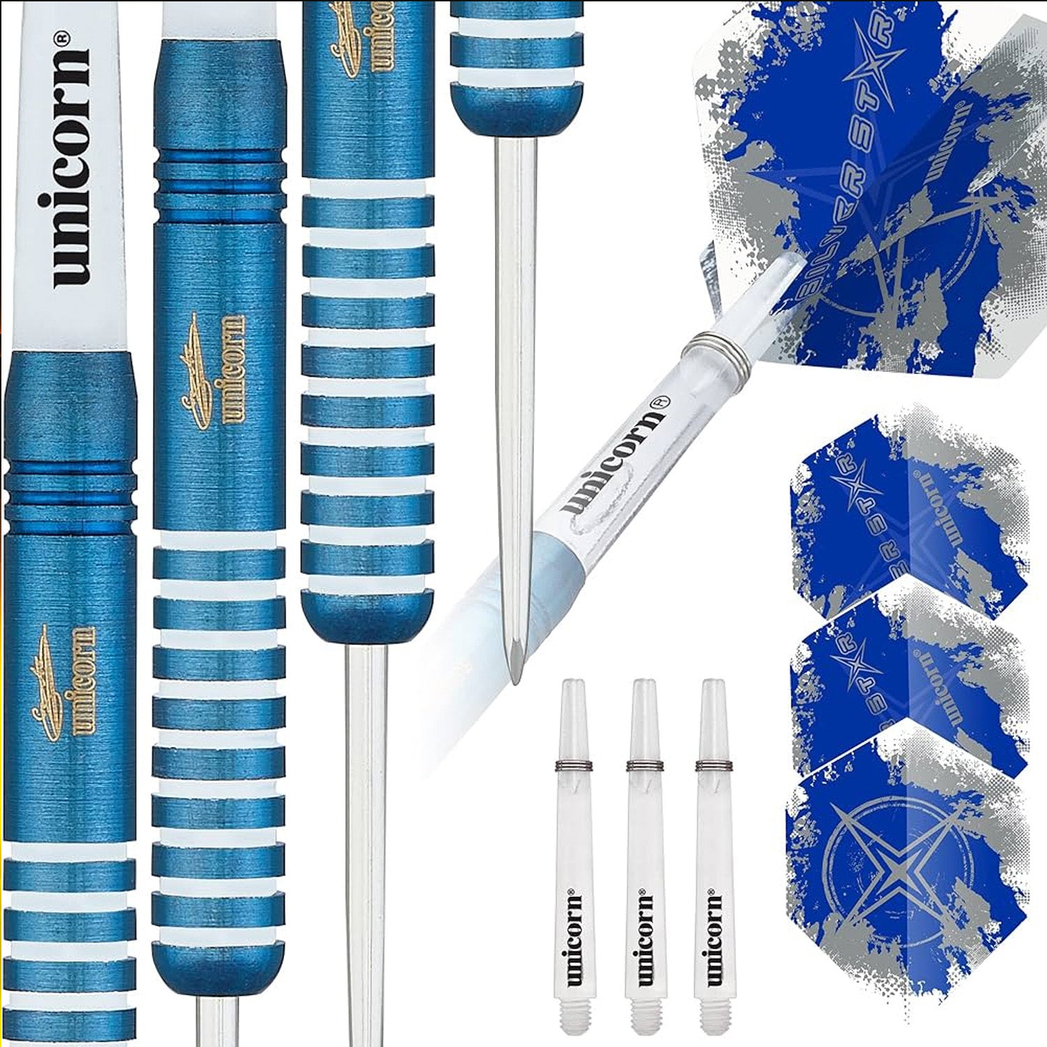 Unicorn Gary Anderson Blue Silverstar Dart Set