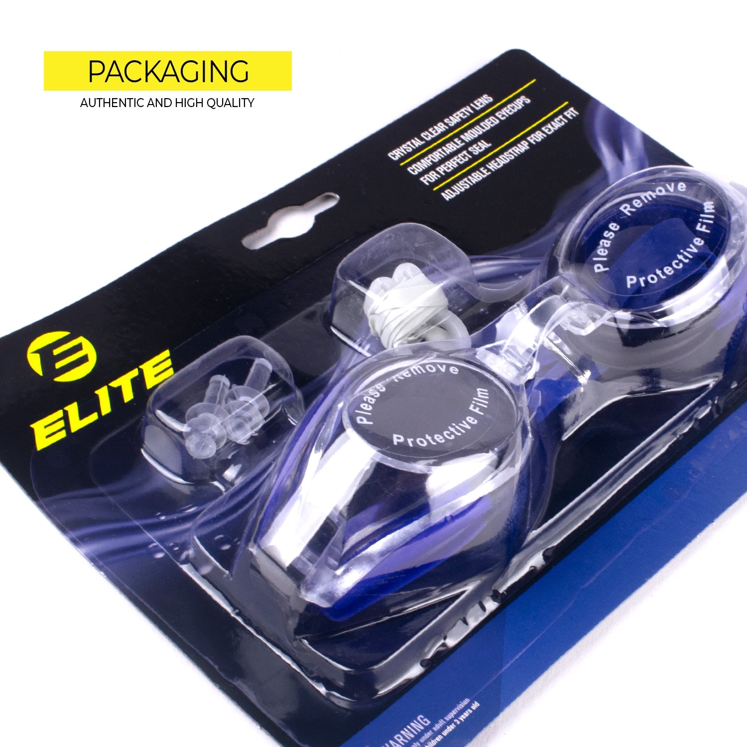 Elite Swimming Goggles Black Blue BL826