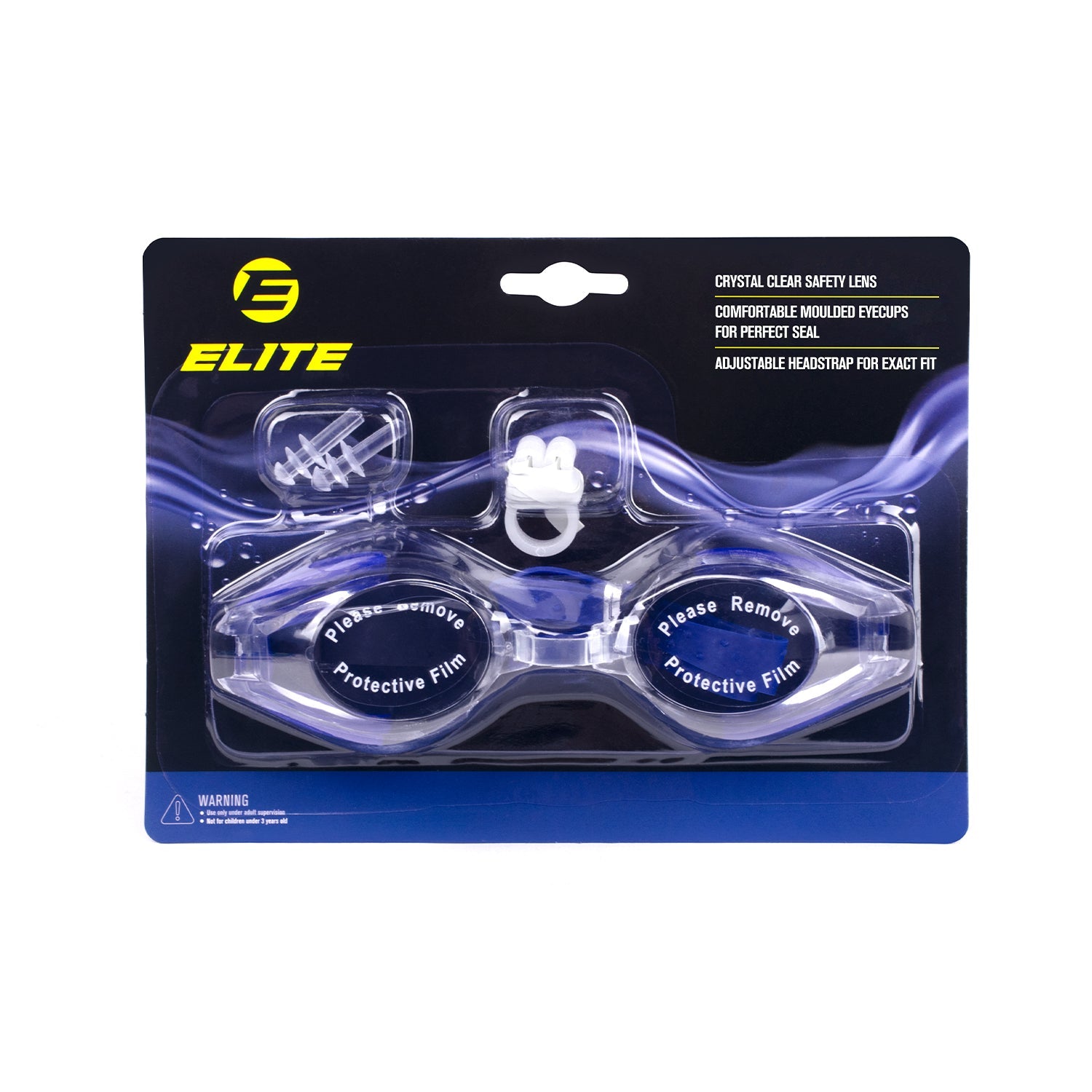 Elite Swimming Goggles Black Blue BL826