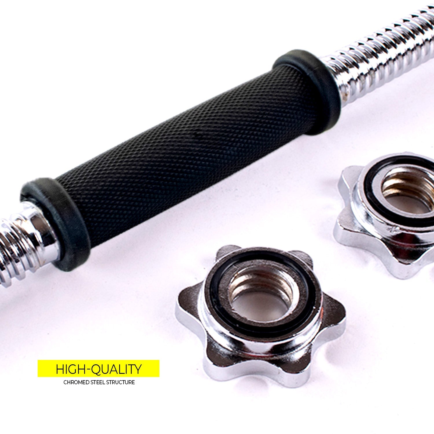 Elite Chrome Short Bar with Rubber Grip Handle