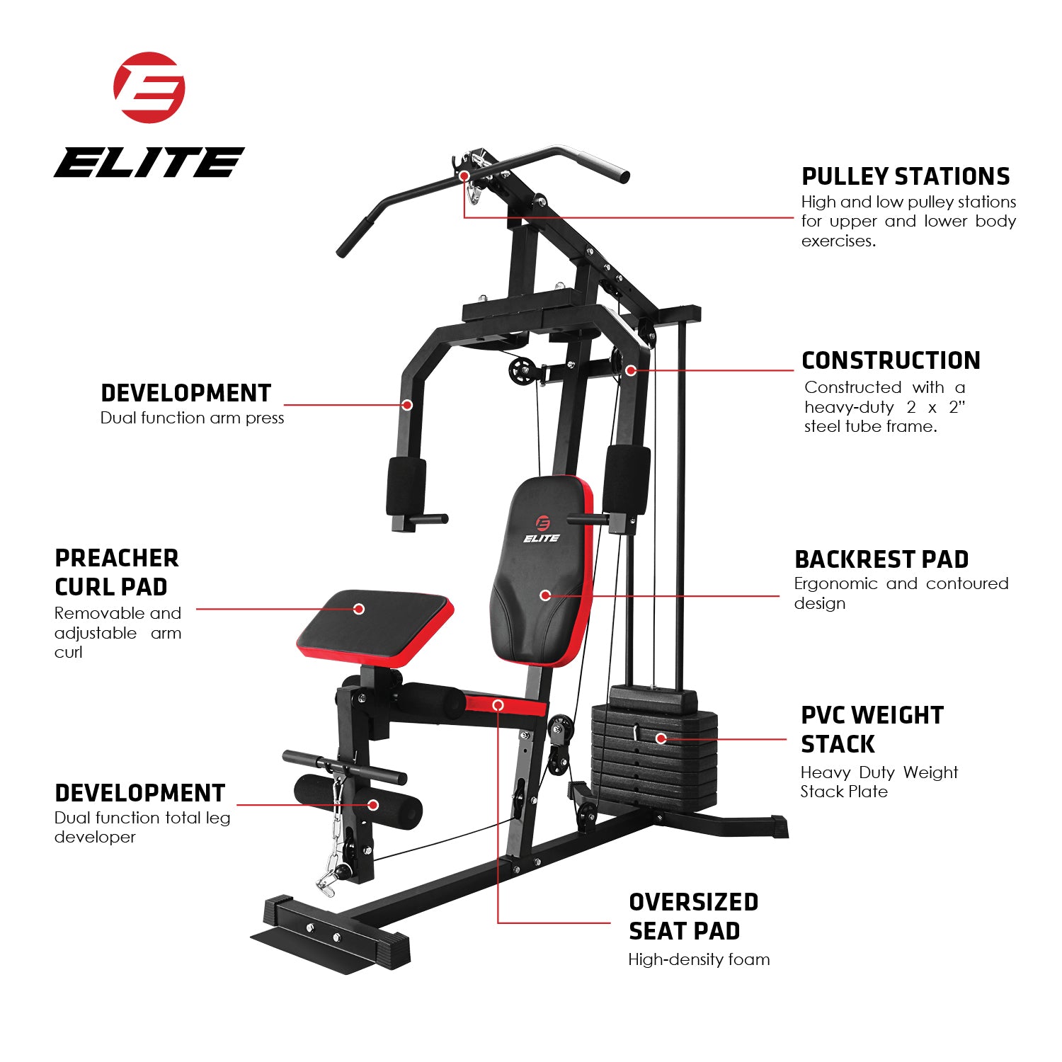 Elite Fitness Home Gym with Curl Pad