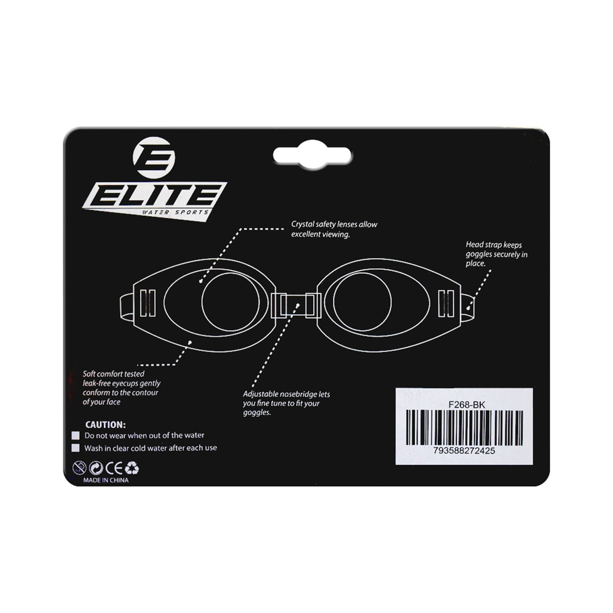 Elite Swimming Goggles Black F268