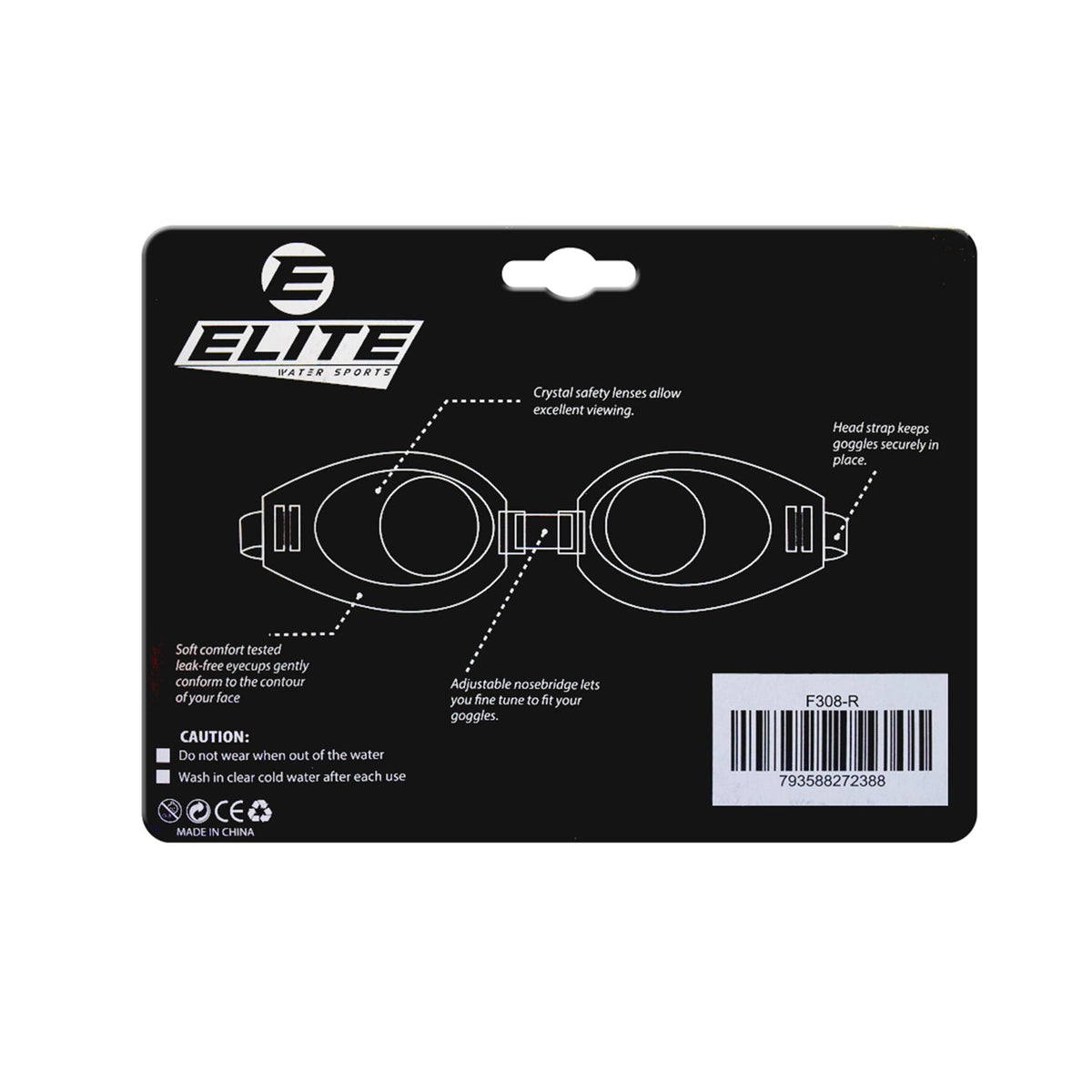 Elite Swimming Goggles Red F308