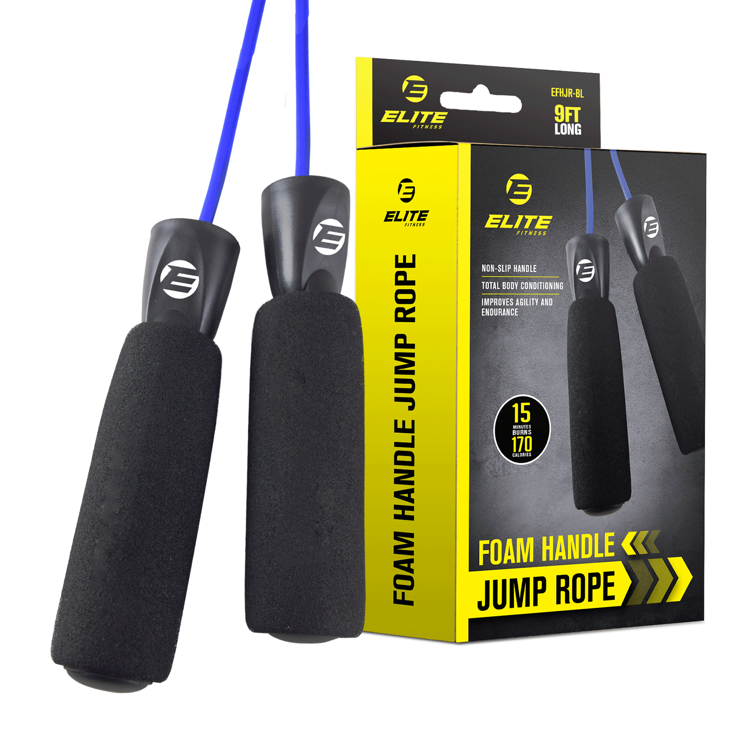 Elite 9ft Fitness Foam Handle Jump Rope