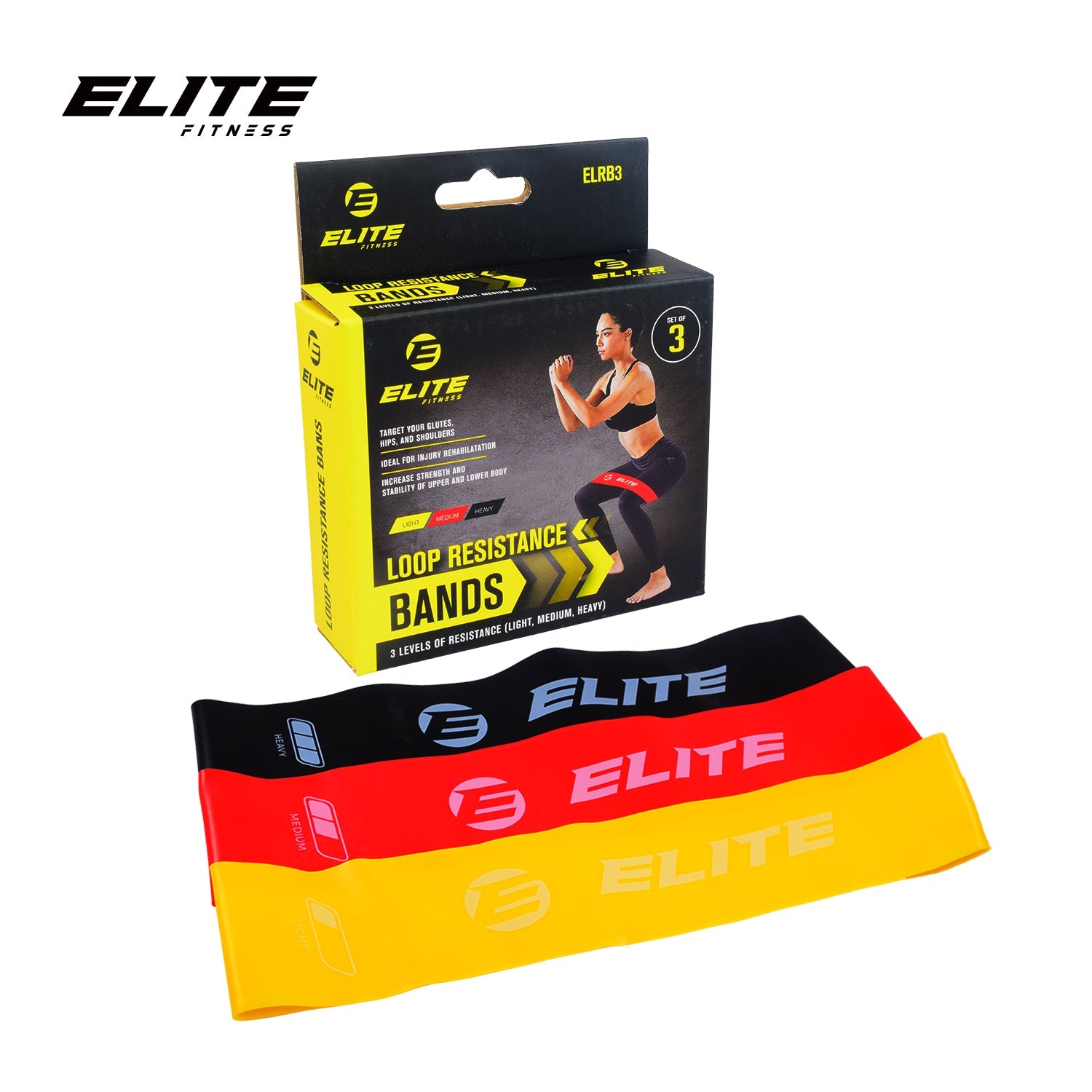 Elite Loop Resistance Bands Set of 3 Light | Medium | Heavy