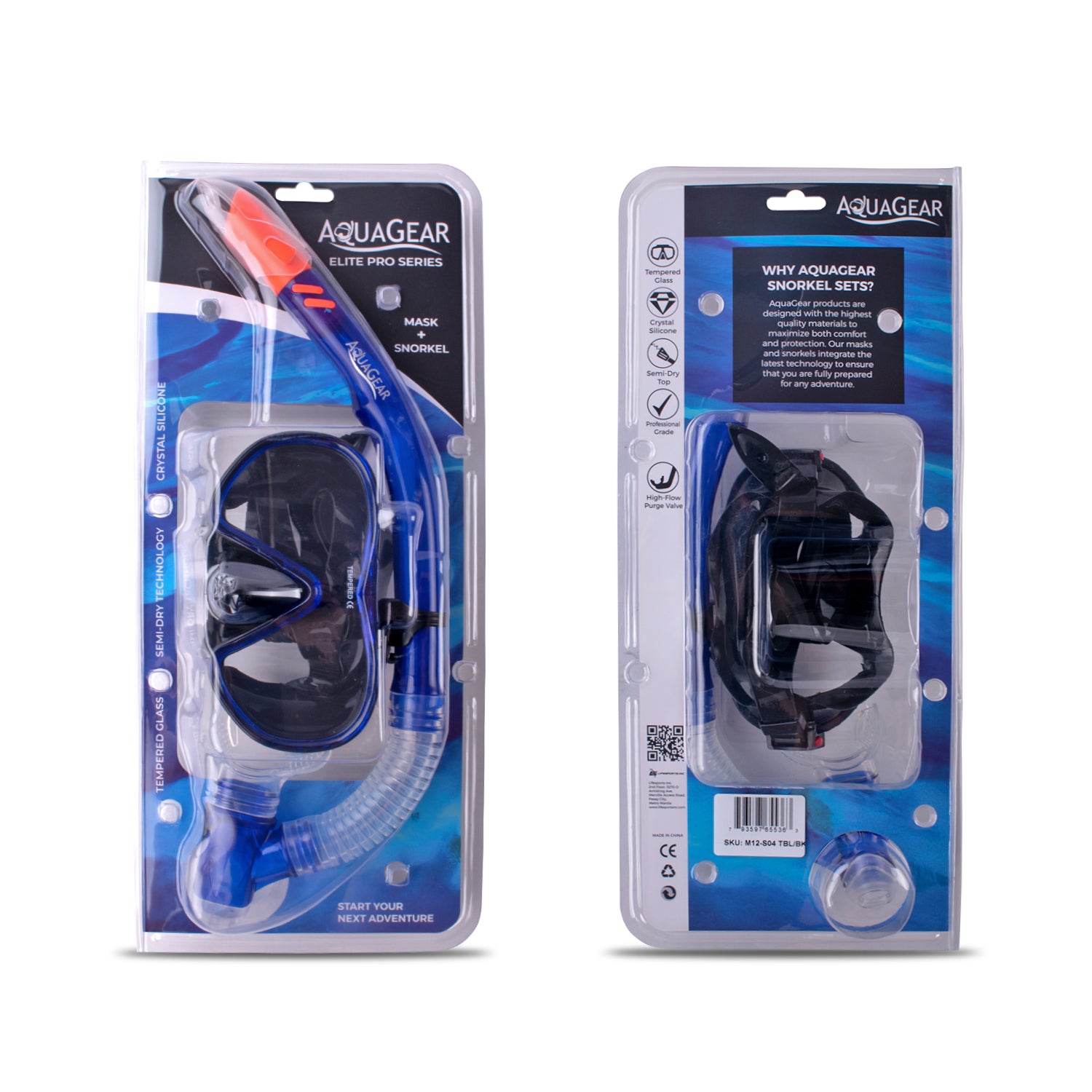 Aquagear M12-S04 Mask & Snorkel Set