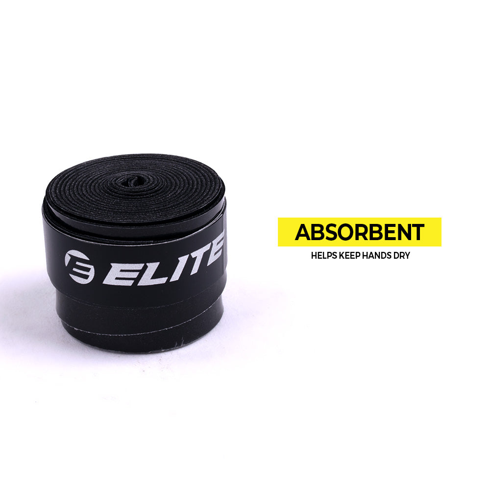 Elite Ergo+ Premium Racket Overgrip Black 60pcs