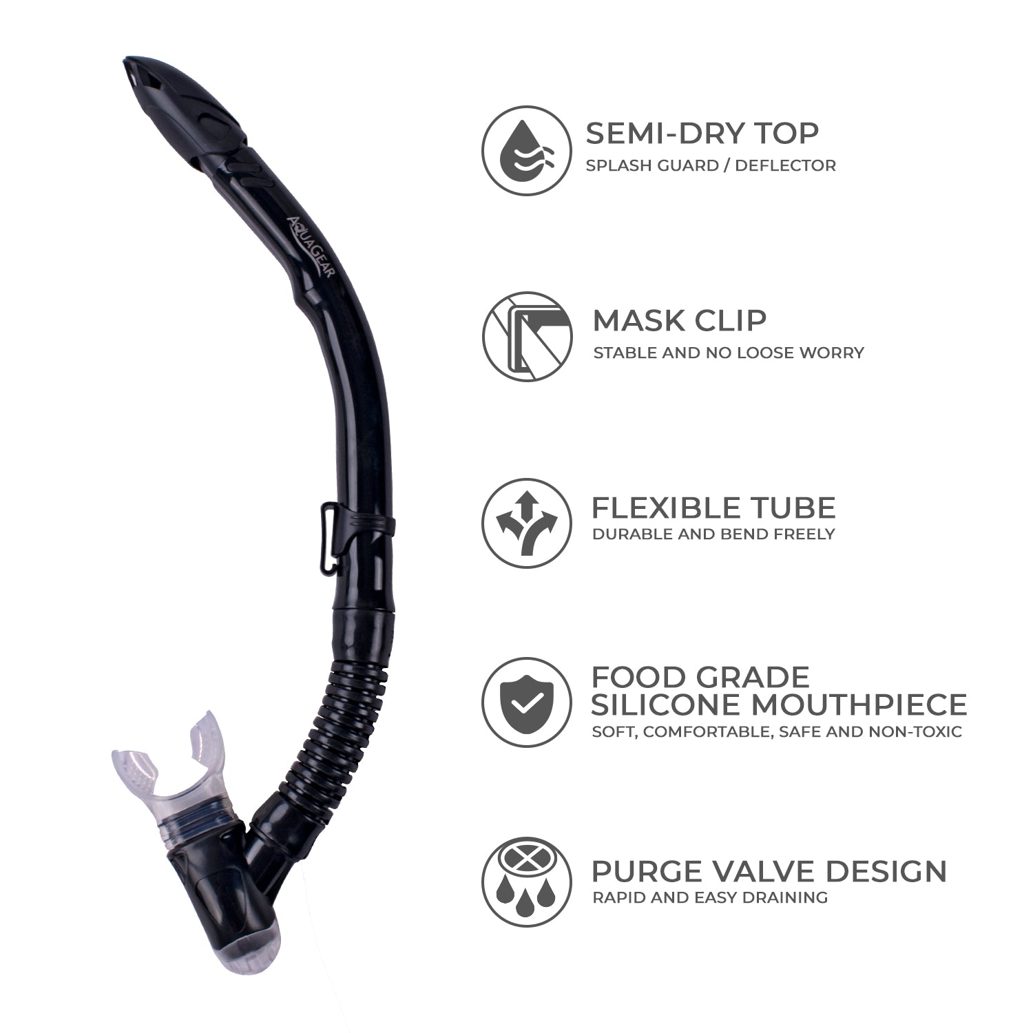 Aquagear Semi-Dry Top Snorkel