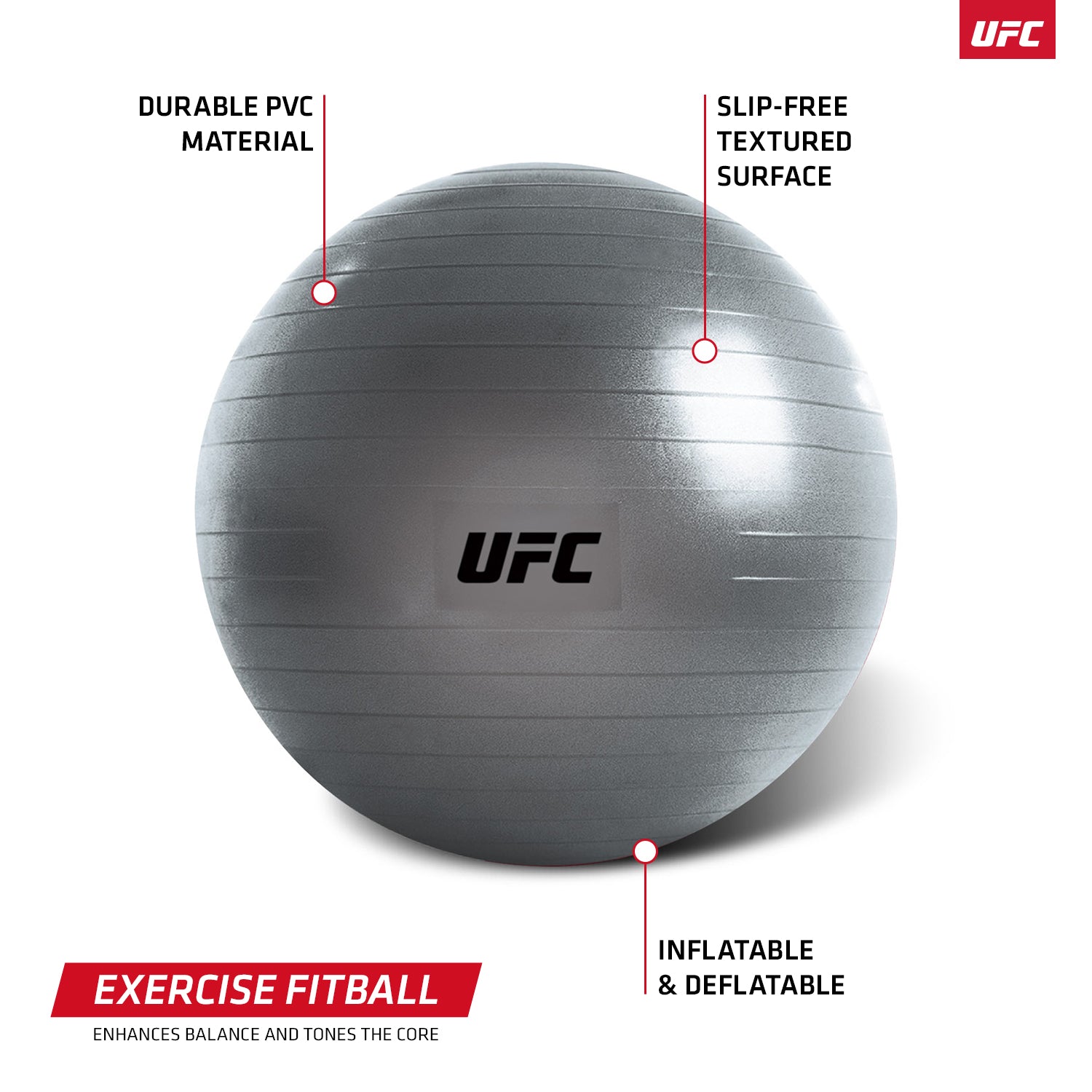 UFC Fitness Exercise Ball with FREE Pump - 55 cm