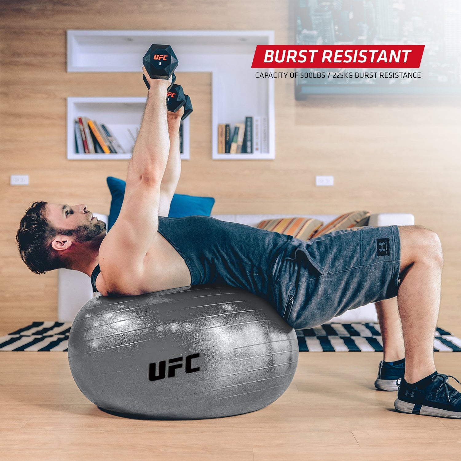 UFC Fitness Exercise Ball with FREE Pump - 55 cm