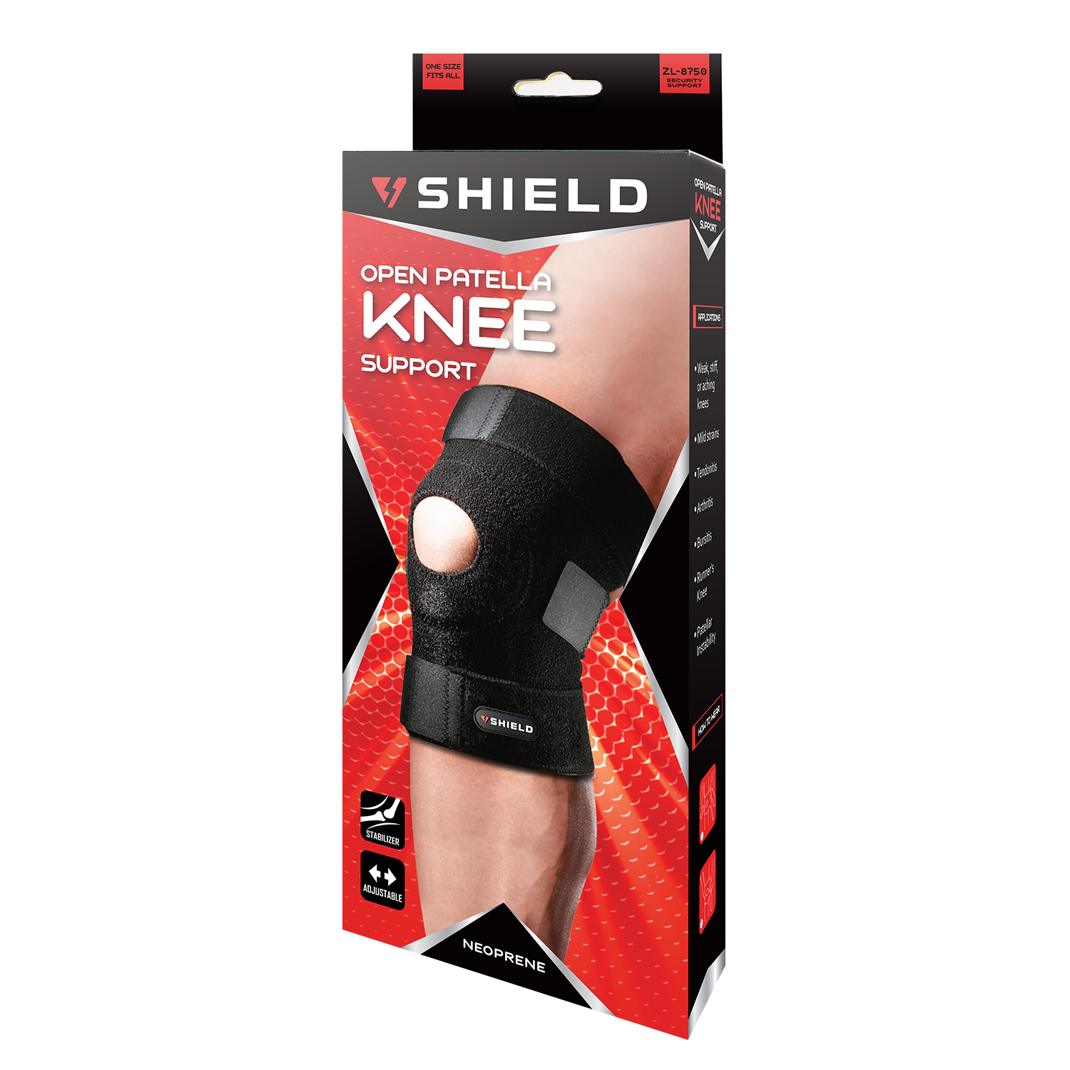 Shield ZL8750 Open Patella Knee Support