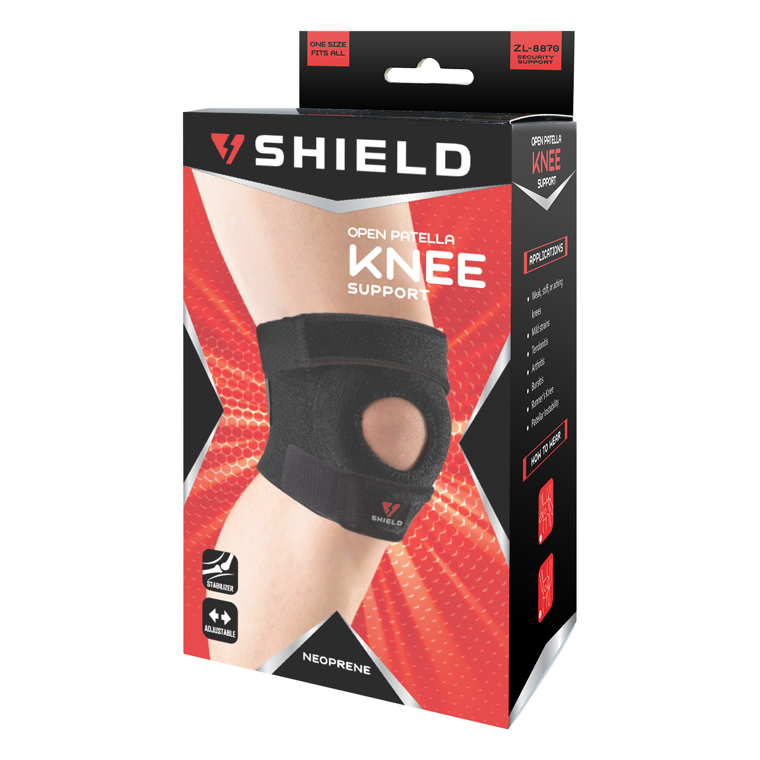Shield ZL8870 Adjustable Open Patella Knee Support