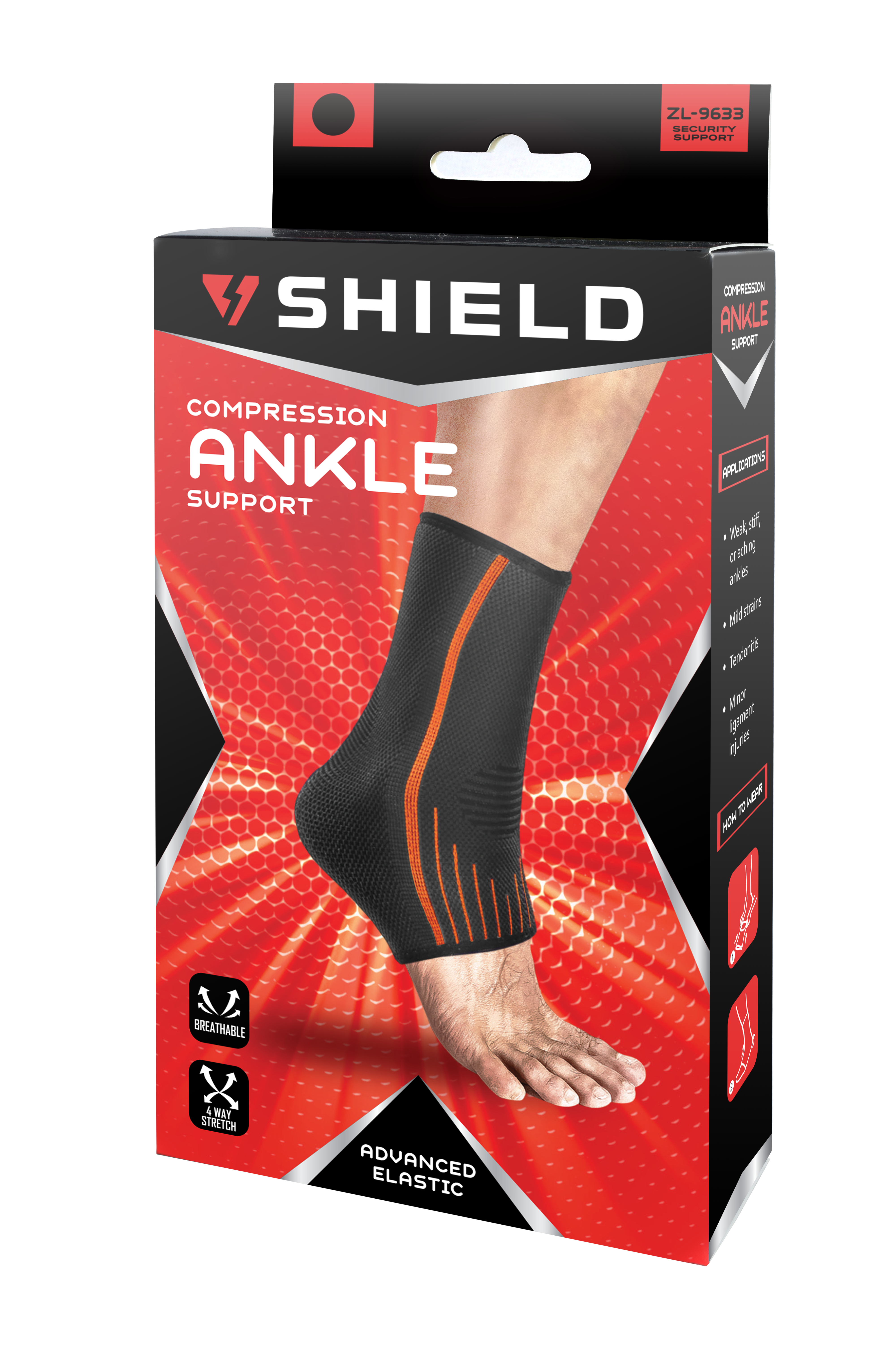 Shield ZL9633 Elastic Compression Ankle Support