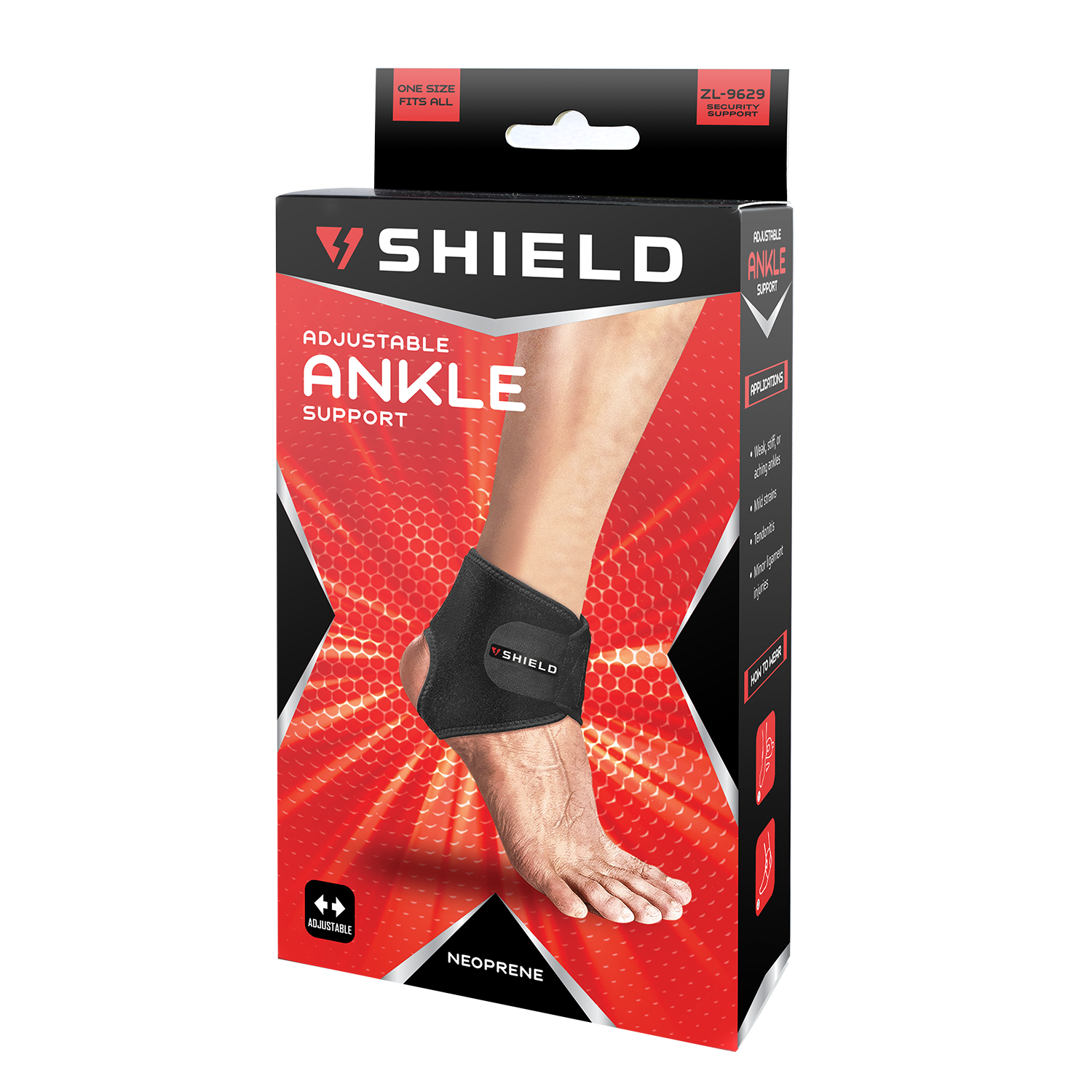 Shield ZL9629 Neoprene Adjustable Ankle Support - 1pc