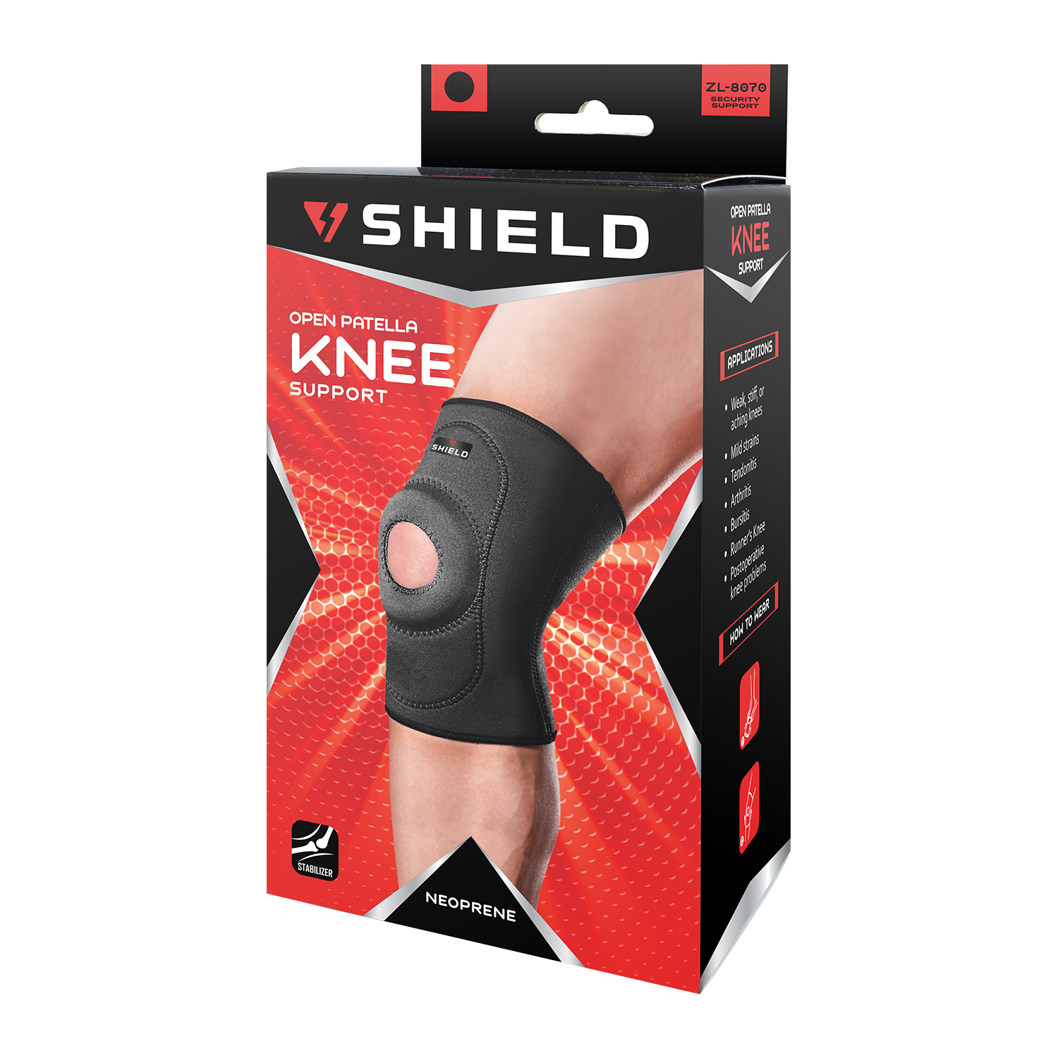 Shield ZL8070 Open Patella Knee Support