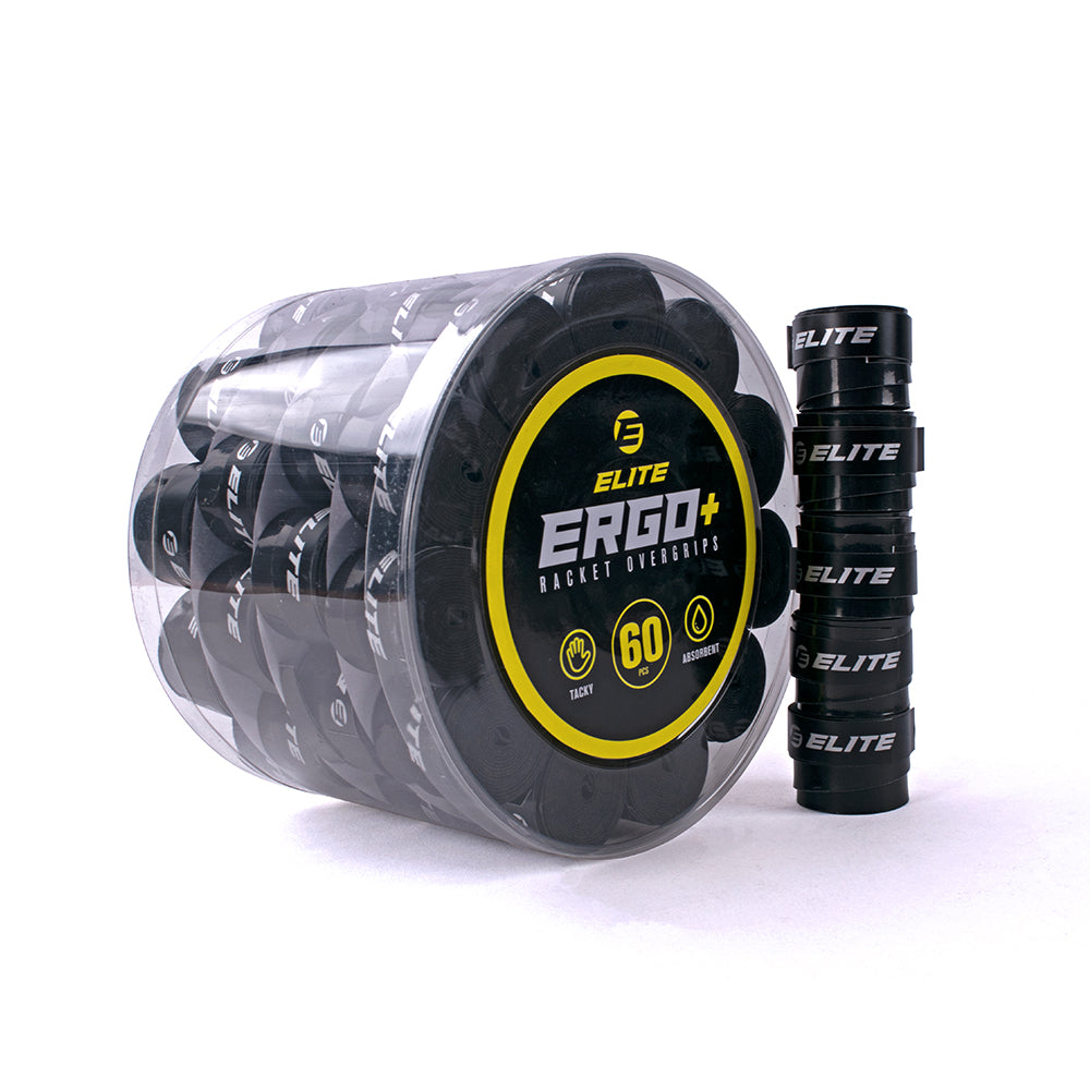 Elite Ergo+ Premium Racket Overgrip Black 60pcs